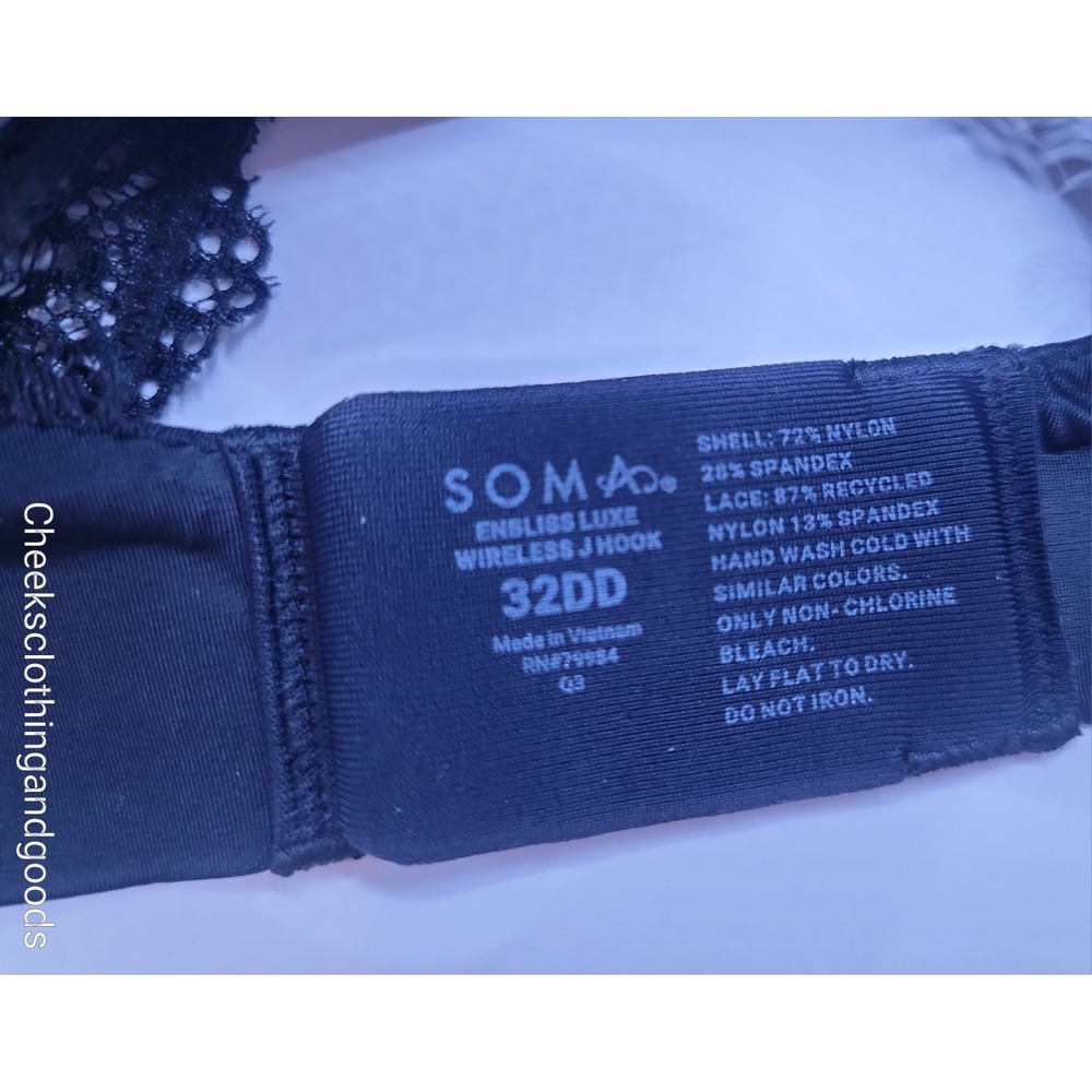 Soma 32DD Enbliss‎ Luxe Wireless J Hook Black Bra - Picture 4 of 5